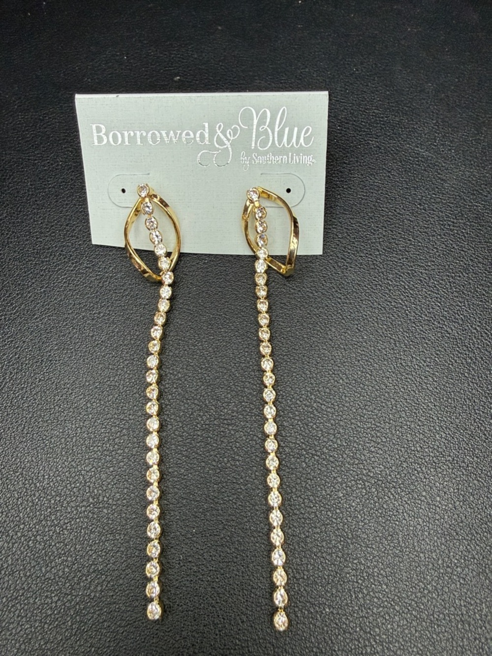 Gold Crystal Linear Drop Earrings